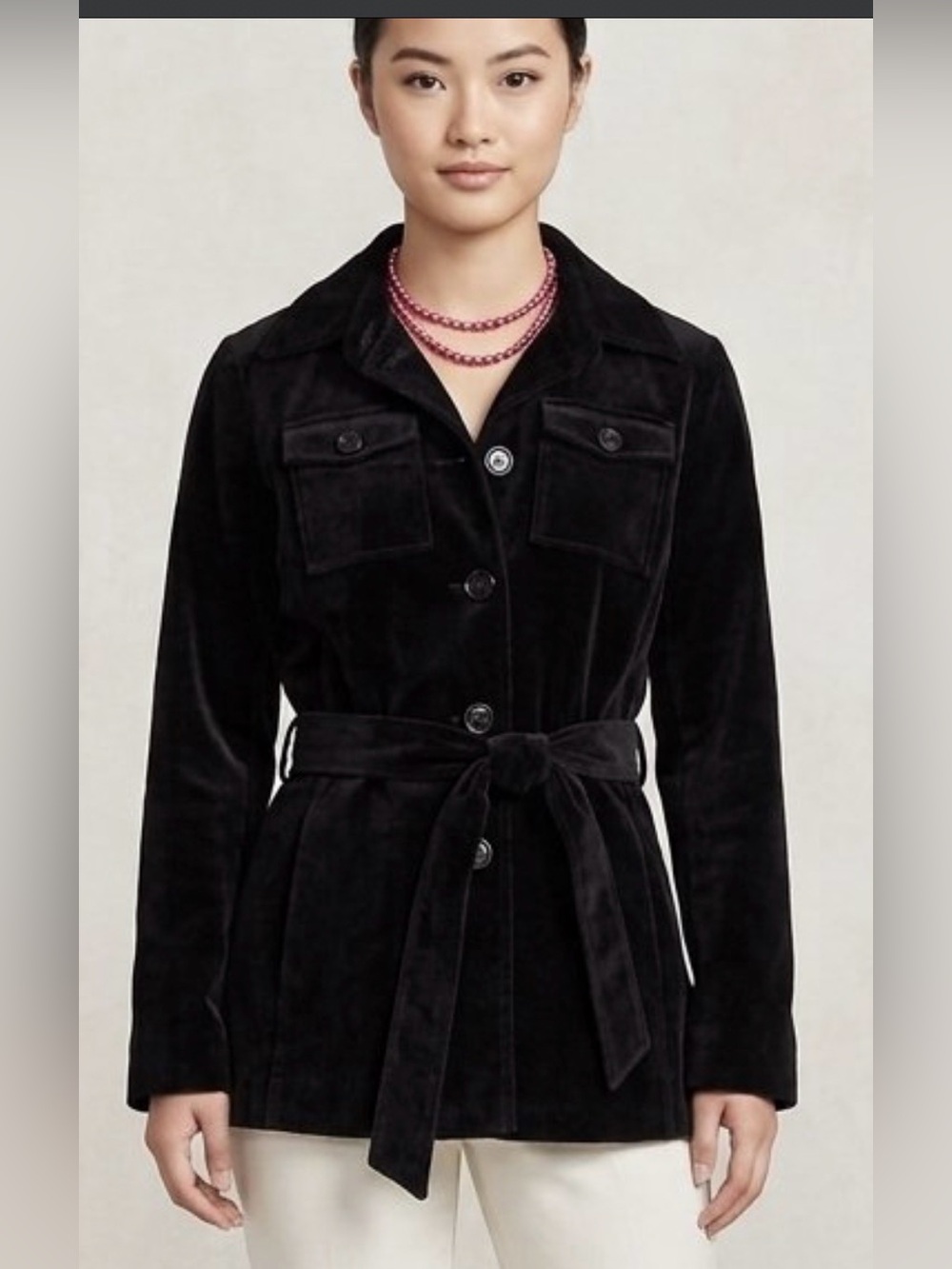 Velvet black jacket button down trendy blazer waist belt strap XS size Vintage
